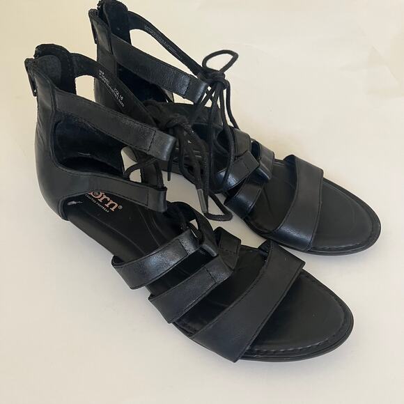 Born Gladiator Sandal Women's 9M Black Leather Lace Up Comfort Shoe - Picture 8 of 8